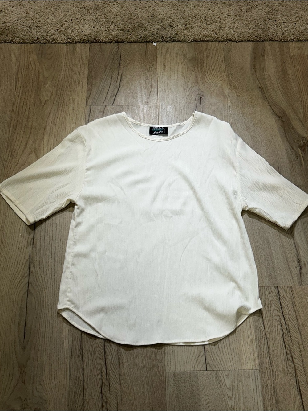 Light Cream Short Sleeve Crewneck Top